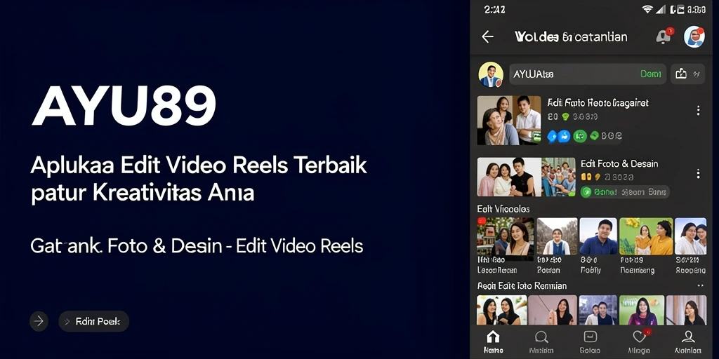 Antarmuka AYU89 untuk editing video reels yang intuitif.