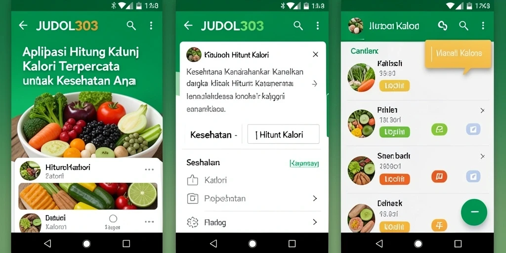 Antarmuka aplikasi JUDOL303 yang menampilkan hitungan kalori dan makanan.