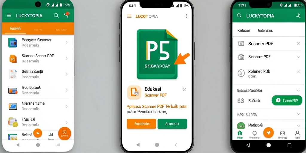 Antarmuka LUCKYTOPIA yang intuitif dengan fungsi Scanner PDF.