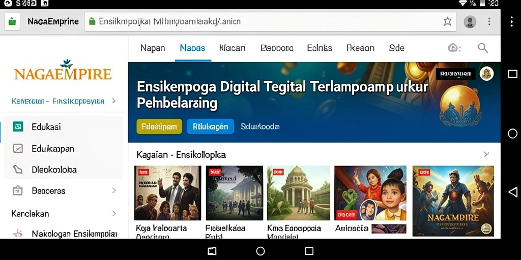 Antarmuka utama NAGAEMPIRE menampilkan koleksi ensiklopedia yang menarik.