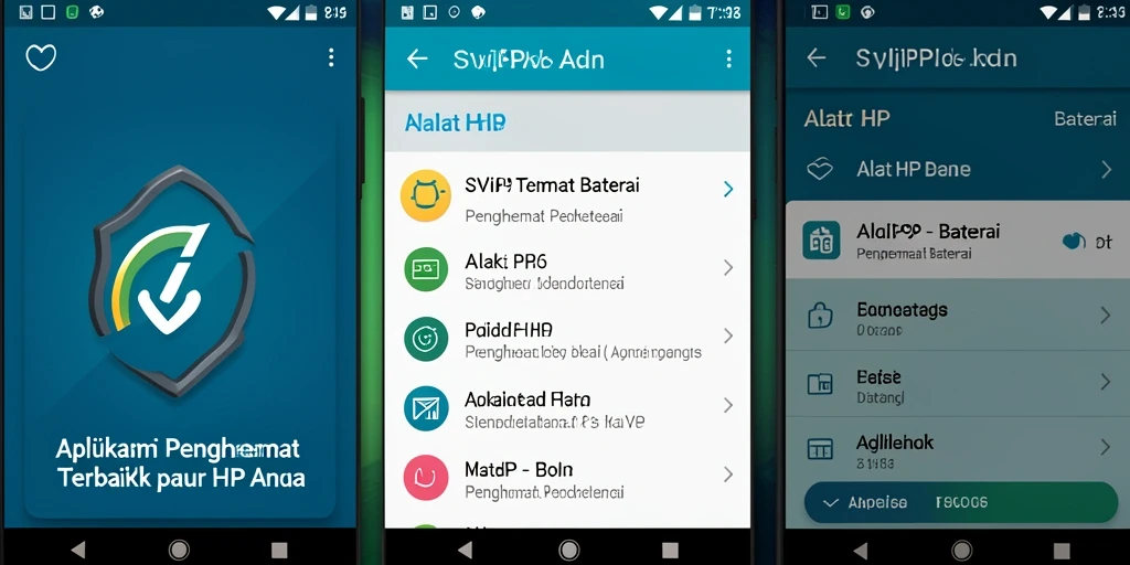 Tampilan antarmuka aplikasi SVIP9 untuk penghemat baterai yang efisien.