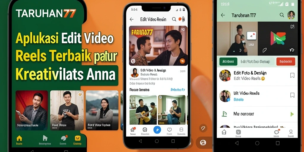 Tampilan antarmuka pengguna TARUHAN77 dengan berbagai fitur Edit Video Reels.